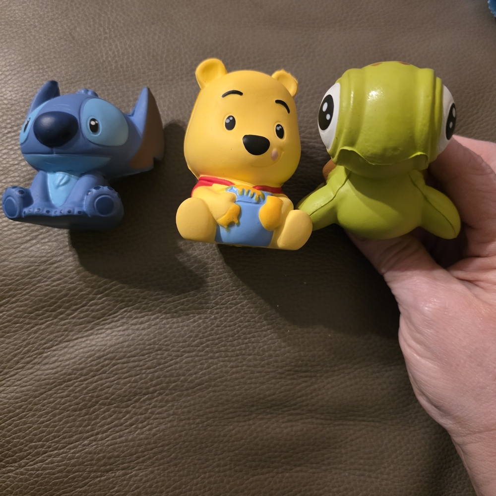 Disney Yellow Winnie the Pooh Squishy Bath Toy with Blue & Green Friends